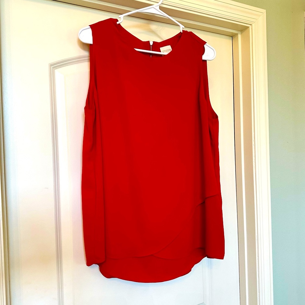 Chico's - Red Flowy Tank with Gold Zipper Back - Brand new, never worn!